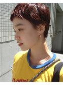 くせ毛風ベリーショート・ダークチェリーブラウン