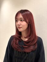 アロッタ 池袋(alotta)&nbsp;【韓国風】1ブリーチで作るチェリーレッド×顔周りレイヤー