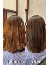 サロンデピレ ミディアムツヤ髪髪質改善縮毛矯正ブラウンストレート