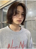 =メンズボブ/ダークアッシュ/ニュアンスパーマ／メンズウルフ
