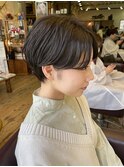 大人可愛い20代30代40代黒髪前下がりショートボブ丸みショート◎