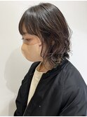 愛されレイヤーボブニュアンスパーマ短め前髪ボブウェーブパーマ