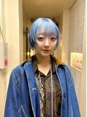 クリアブルー×シャギーショートボブ