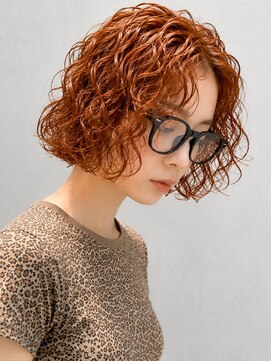 ラレイ ハラジュク(Lalei harajuku) 原宿オレンジボブスパイラルパーマ外国人風パーマウェーブヘア