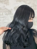 プライズ アイリス 池袋東口店(prize Iris)&nbsp;ブルーブラックオルチャンヘアフェザーバング