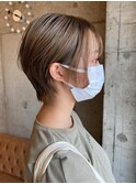 フレアバングミルクティーカラーレイヤーカット20代30代