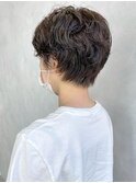 ショートニュアンスパーマ_グレージュカラーボブウルフ_ba403503
