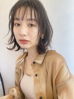 外ハネぱつっとボブ外ハネボブパーマ顔まわりレイヤーボブウルフ