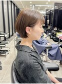 30代40代50代大人可愛い/ショートボブ丸みショート/耳掛け