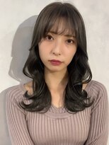 レイヤーロング×ココアグレーベージュ前髪パーマ