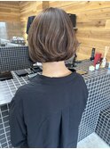 クセを活かした丸みボブ／ケラチンケアカラー