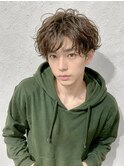 波巻きパーマパーマ　センターショート