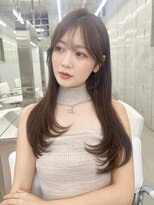 ベージュカラー　マロンベージュ　ワンカール　シースルー前髪