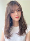 小顔ワンカールレイヤーカットくびれヘアアプリコットオレンジ