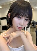シースルミニマルボブショート顔まわり外ハネ切りっぱなしボブ