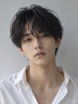 オグジュアリー 表参道(aux.) 毛流れハンサムショートセンターパートメンズ黒髪爽やか