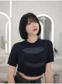 ボブヘア/レイヤーカット/ウェットヘア/オリーブベージュ/表参道