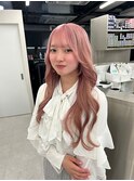 ロングレイヤー/透明感/ホワイトピンク