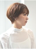 丸みショート・ボブ/丸顔/前髪あり/絶壁解消/40代/30代/長め