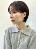 透明感カラー ボブ 前髪 ショート カラー ブリーチ&カラー