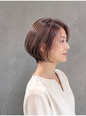 白髪ぼかし×艶ピンクボブ