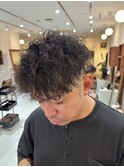 スパイキーツイストパーマツーブロックショートメンズ