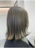 グレージュカラーボブウルフ黒髪ココアベージュ【市川】