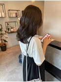 暗髪カラー透け感カラーミディアムヘア20代30代40代大人可愛い