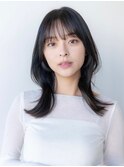 くびれレイヤー韓国レイヤーくびれヘアブルーブラック髪質改善