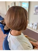 明るい白髪染め/ショートボブ/白髪ぼかし/50代/60代/70代