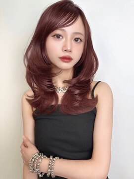 ソヨン 名駅2号店(SOYON) 小顔/セミロングレイヤー/ワインレッド/ココアベージュ/540