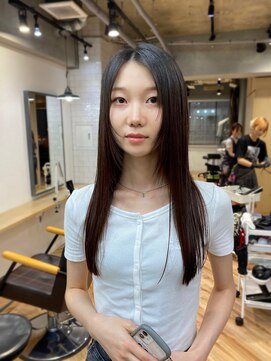 オーガニック リブ 川越(organic+live) ブリーチなしカラー◎黒髪レイヤーミディアム×髪質改善美髪