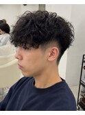 スペインカール/強めパーマ/20代/30代刈り上げマッシュ