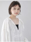 手入れ簡単　透け感カラー　小顔　ボブ　外ハネ　ミニボブ