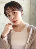 マッシュショートショートヘア黒髪 オフィスヘア ショートパーマ