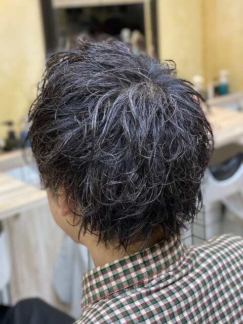 ウルフ　ランダムパーマ<理容室> <男性専門>〈髪質改善〉