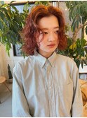 オレンジカーリーボブ