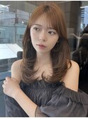 レイヤーカットワンカールヘア　まわりカット　大人ガーリー