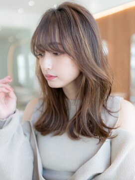 ケアリー 浦和美園(Carelly) 大人かわいい前髪セシルカットココアブラウンフリンジウェーブ