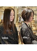 大人綺麗な小顔襟足スッキリショートボブ　30代40代50代 