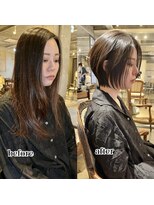 髪質改善と縮毛矯正の専門店 サンティエ(scintiller)&nbsp;大人綺麗な小顔襟足スッキリショートボブ　30代40代50代