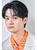 韓国ヘアニュアンスパーマコンマバングセンターパート黒髪
