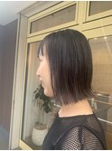 切りっぱなしボブ+イヤリングカラー