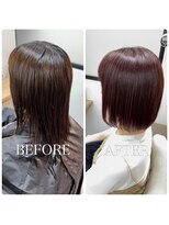 ヘアーアートシフォン 池袋西口店(Hair art chiffon) くびれヘア/アプリコットオレンジ/縮毛矯正/白髪ぼかし/髪質改善