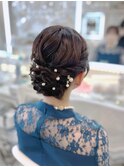 結婚式 二次会 お呼ばれ ルーズアップ＋パールアクセサリー
