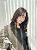 オリーブベージュ　ブリーチなし　透明感カラー　イエベ秋