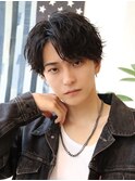 シャドウパーマ メンズマッシュ アップバング ビジネスヘア