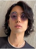 緩め波巻きスパイラルパーマセンターパートウルフサーフカール