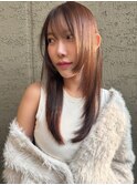 【天神赤坂】20代30代/セミロング/顔周りレイヤー/ベージュ