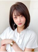 耳かけショートボブ似合わせカット30代40代チェリーブラウン